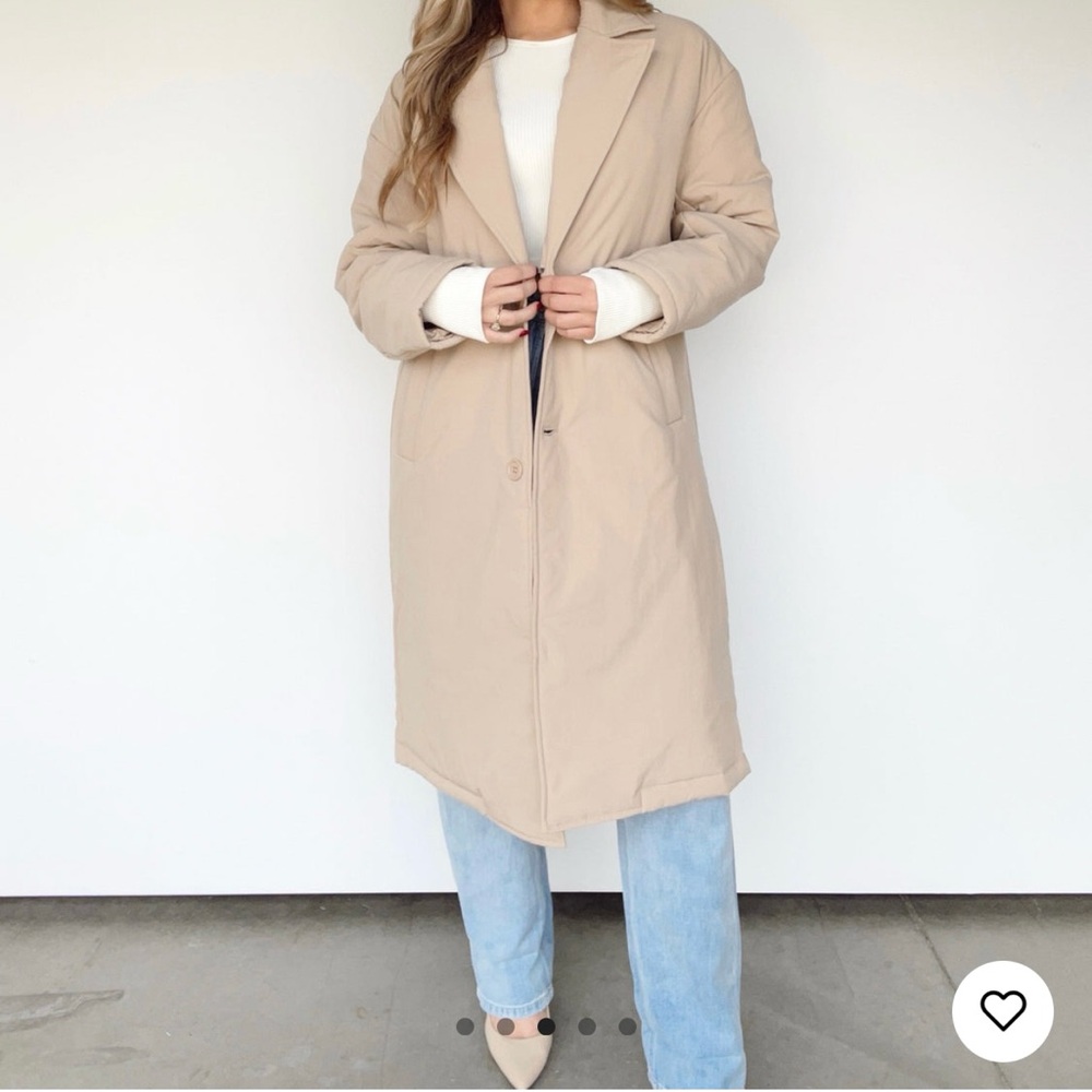 Tan Puffer Trench Coat